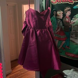 Pinkish/purple homecoming bow dress.